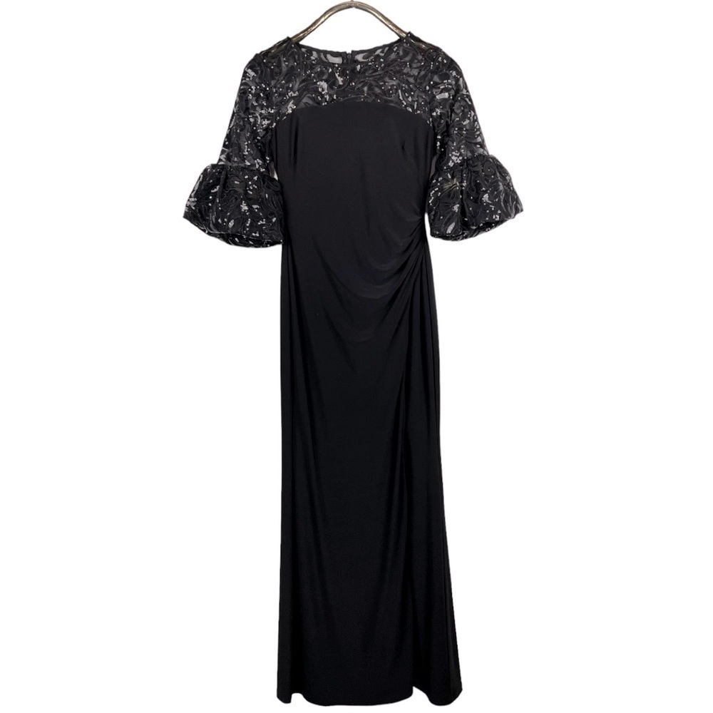LAUREN RALPH LAUREN DECKER JERSEY SHEER YOKE 1/2 RUFFLE SLEEVE SEQUIN DRESS GOWN - Picture 3 of 14